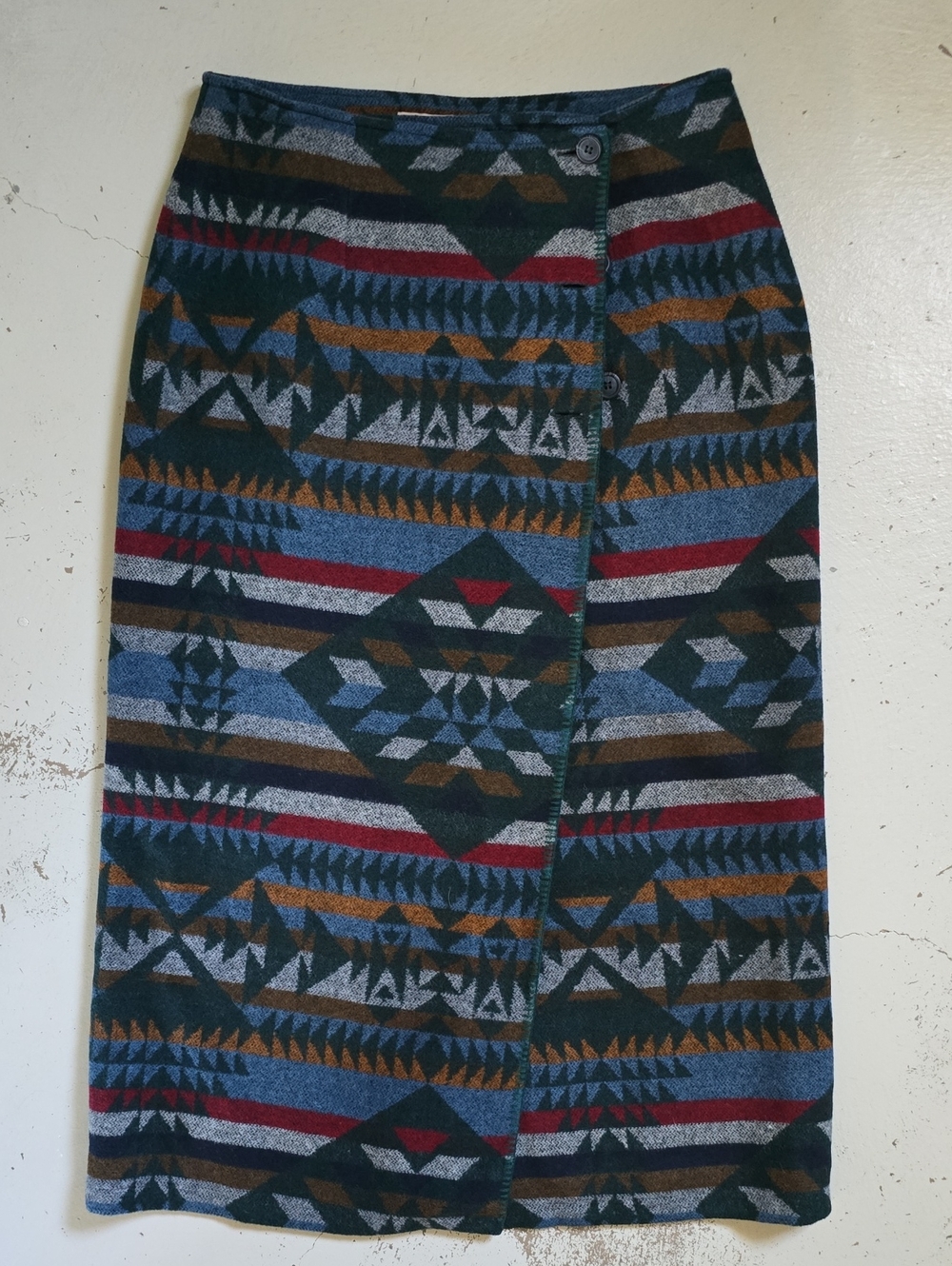 Vintage Roo Crossing Aztec Wool Lined Maxi Skirt Size 12